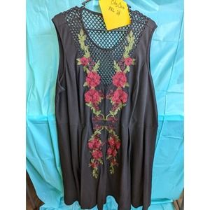 City Chic Fit and Flare Dress with Mesh and Rose Detail 24